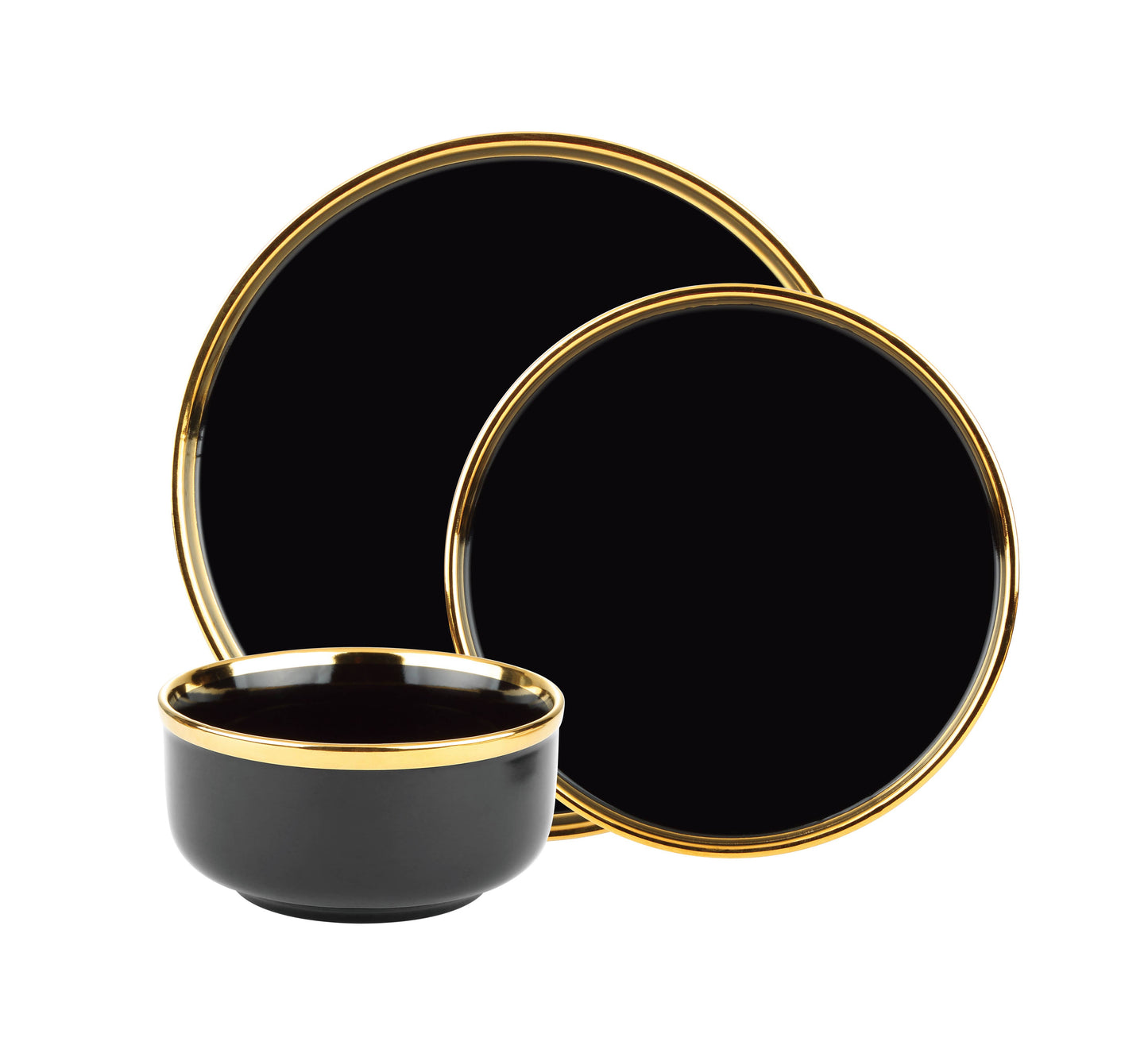 Hillcrest 12 Piece Gold Rim Dinnerware Set, Service For 4